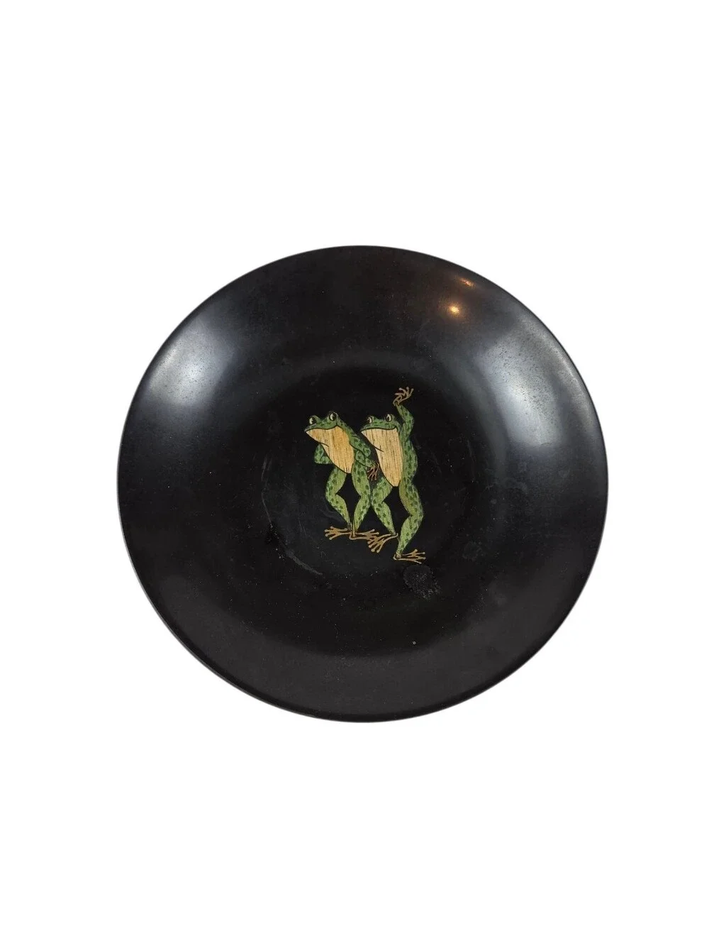 Couroc Dancing Frogs Inlaid Lacquer Plate 7.75